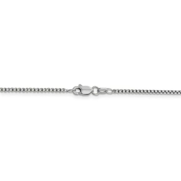 1.5mm 14k White Gold Hollow Round Box Chain Necklace, 26 Inch